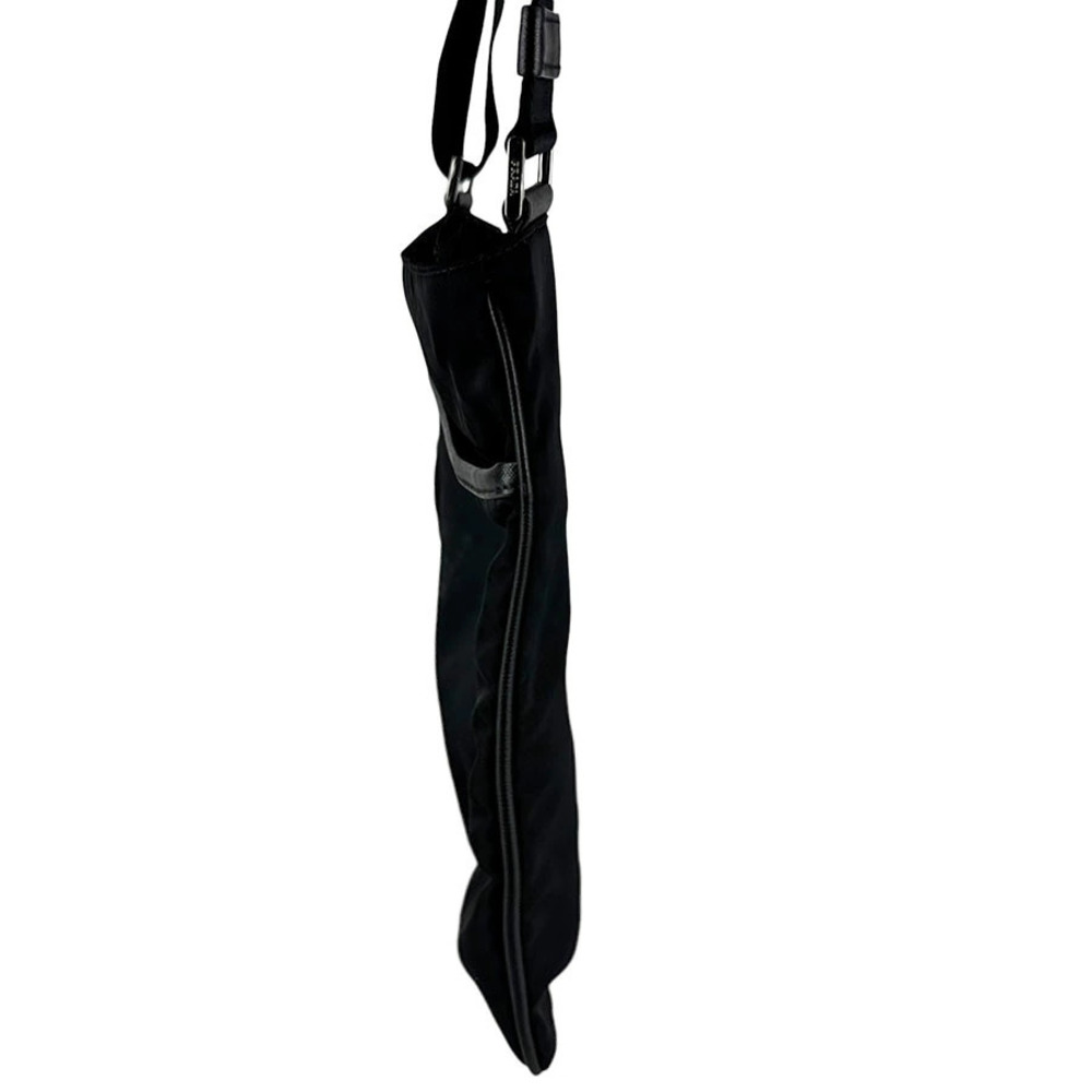 Prada Shoulder Bag Leather Black Saffiano Tessuto Black